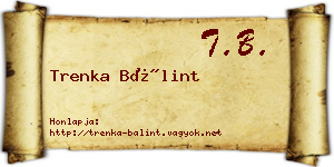 Trenka Bálint névjegykártya